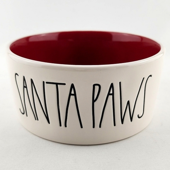 Rae Dunn Matching SANTA PAWS Marching Mug & Dog Bowl Set Large Letters White Red - Picture 3 of 15